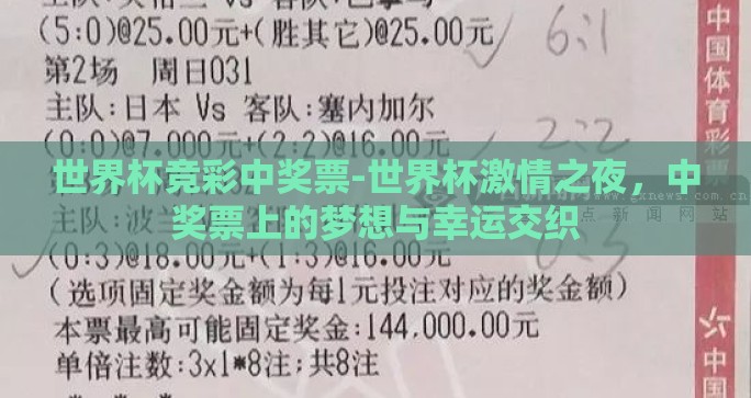 世界杯竞彩中奖票-世界杯激情之夜，中奖票上的梦想与幸运交织