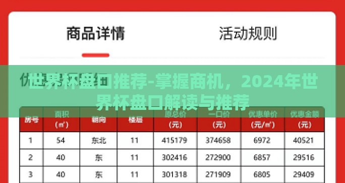 世界杯盘口推荐-掌握商机，2024年世界杯盘口解读与推荐