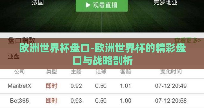 欧洲世界杯盘口-欧洲世界杯的精彩盘口与战略剖析 欧洲世界杯盘口-欧洲世界杯的精彩盘口与战略剖析