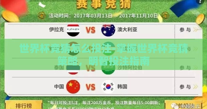 世界杯竞猜怎么投注-掌握世界杯竞猜策略，明智投注指南