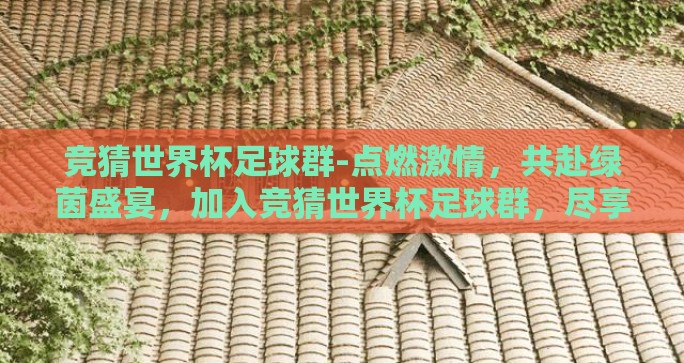 竞猜世界杯足球群-点燃激情，共赴绿茵盛宴，加入竞猜世界杯足球群，尽享足球狂欢
