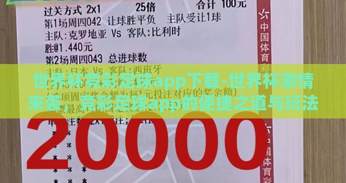 世界杯竞彩足球app下载-世界杯激情来袭，竞彩足球app的便捷之道与玩法揭秘