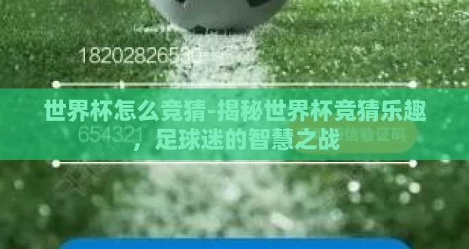 世界杯怎么竞猜-揭秘世界杯竞猜乐趣,足球迷的智慧之战 世界杯怎么竞猜-揭秘世界杯竞猜乐趣,足球迷的智慧之战